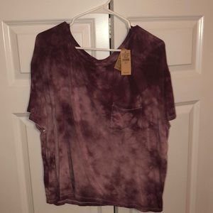 American Eagle Purple Tie-Dye Pocket T-Shirt